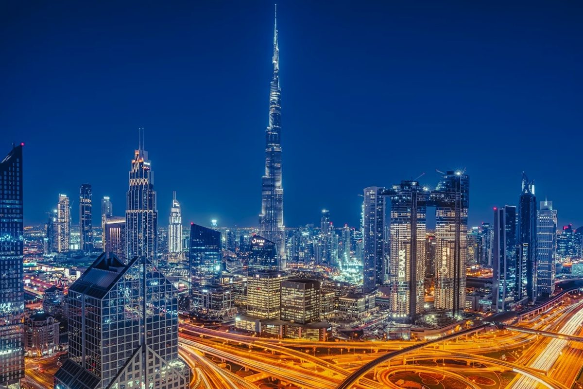 Dubai skyline in the United Arab Emirates